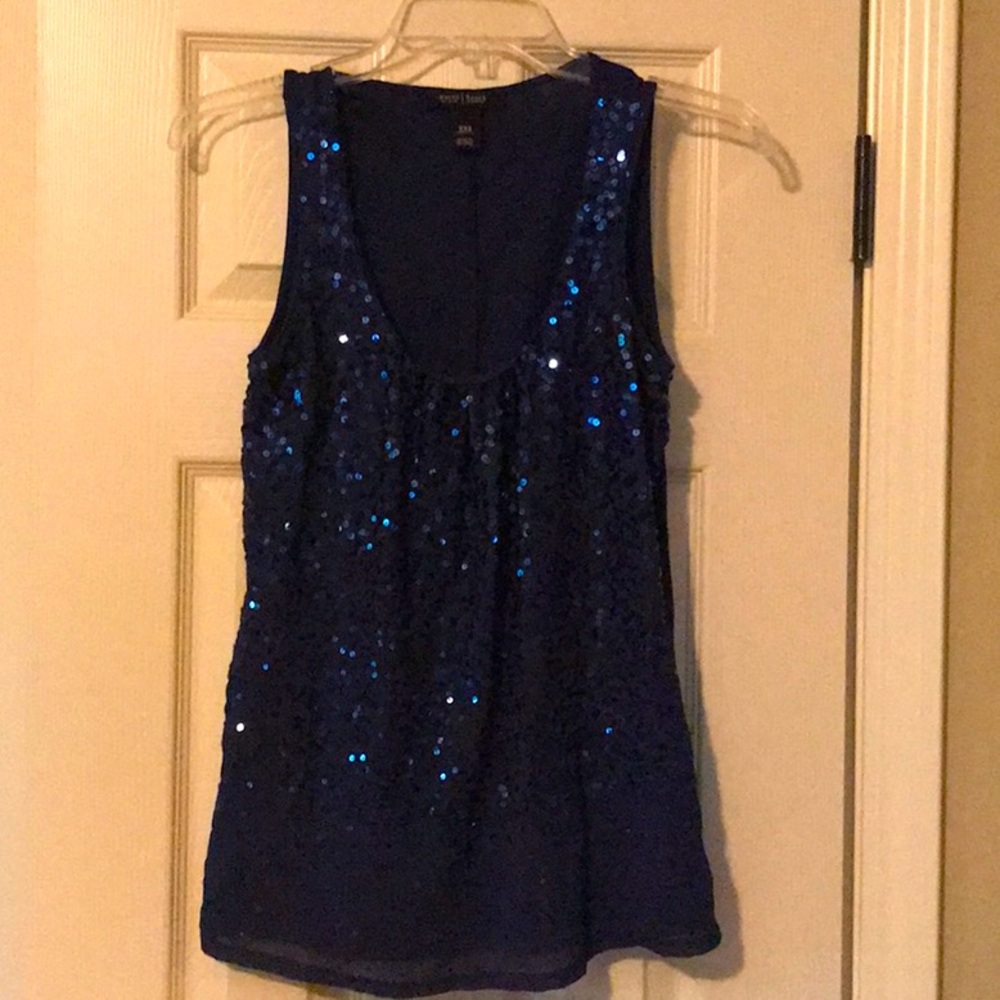 WHBM sequin blue tank top